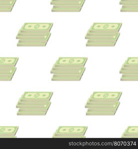 Set of Paper Dollars Seamless Pattern on White Background. American Banknotes. Cash Money. US Currency. Set of Paper Dollars Seamless Pattern