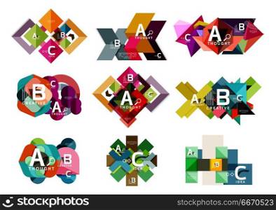 Set of paper geometric option banners, infographic templates. Set of paper geometric option banners, infographic templates. Vector colorful abstract backgrounds or icons