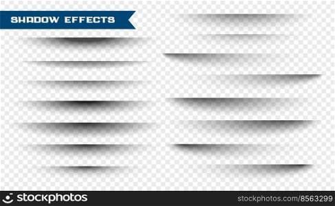 set of paper shadow effect on transparent background