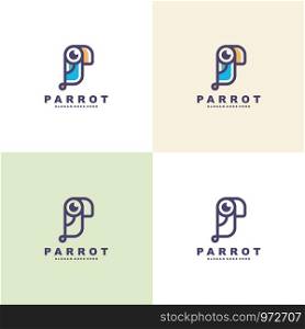 set of parrot bird logo vector illustrations colorful