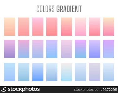 Set of pastel gradient colourful backgrounds. Modern display themes. Template design for mobile app.