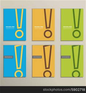 Set of patterns brochures with an exclamation mark. Set of patterns brochures with an exclamation mark.