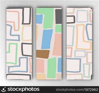 set of patterns of abstract shapes and figures for banners, covers, brochures, textures, textiles and simple backgrounds in a minimalist style. Flat design.