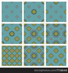 Set of patterns textile design collection for fabric and carpet. Classic geometric ornaments