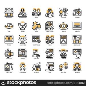 Set of Pawnshop thin line icons for any web and app project.