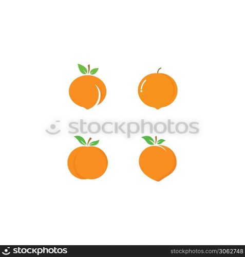 Set of peach fruit logo vector icon concept illustration design