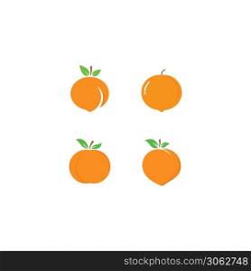 Set of peach fruit logo vector icon concept illustration design