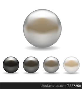 Set of Pearls Isolated on White Background. . Set of Pearls