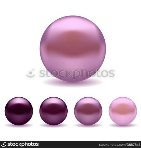 Set of Pearls Isolated on White Background. Set of Pearls