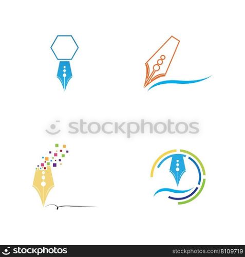set of pen Logo template Vector illustration