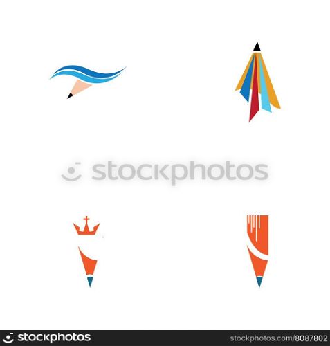 set of Pencil logo and symbol images illustration design on white background