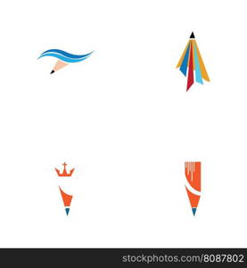 set of Pencil logo and symbol images illustration design on white background