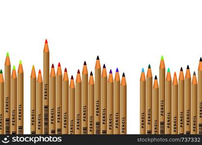 Set of pencils on white background. Vector illustration, eps 10
