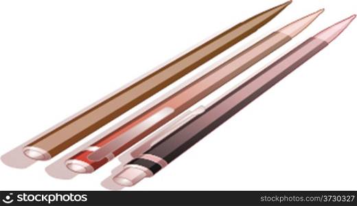 Set of pens isolated on white, vector illustration