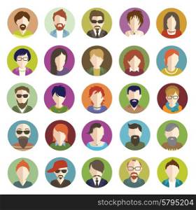 Set of People Flat icons. Vector women and men character.