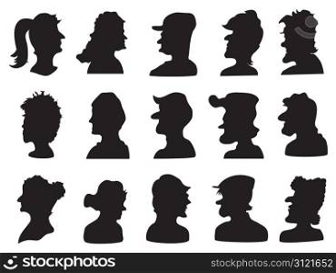 set of people profile silhouette for design