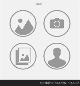 Set of photo icon or image icon. Picture and camera sign and symbol. Vector illustration.