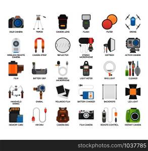 Set of photographer thin line and pixel perfect icons for any web and app project.