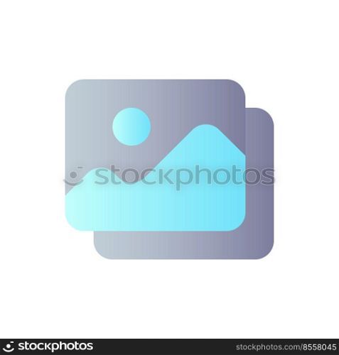 Set of pictures flat gradient color ui icon. Photo library. Multimedia management. Visual design. Simple filled pictogram. GUI, UX design for mobile application. Vector isolated RGB illustration. Set of pictures flat gradient color ui icon