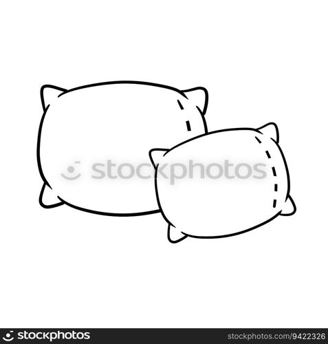 Set of pillows. Soft cushions. Large and small object. Cartoon black and white flat illustration.. Set of pillows. Soft cushions.