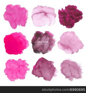 Set of pink watercolor background, Brush stroke logo, Vector illustration.