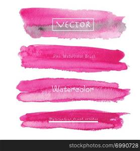 Set of pink watercolor background, Brush stroke logo, Vector illustration.