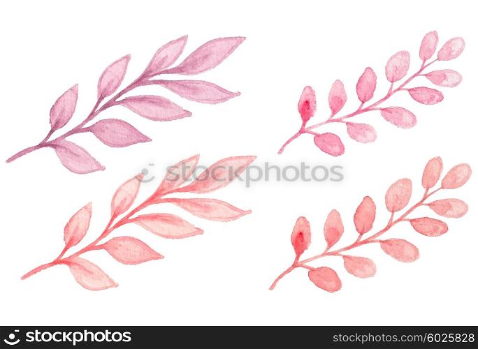 Set of pink watercolor branches