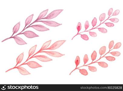 Set of pink watercolor branches
