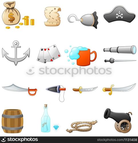 set of pirate equipment illustration