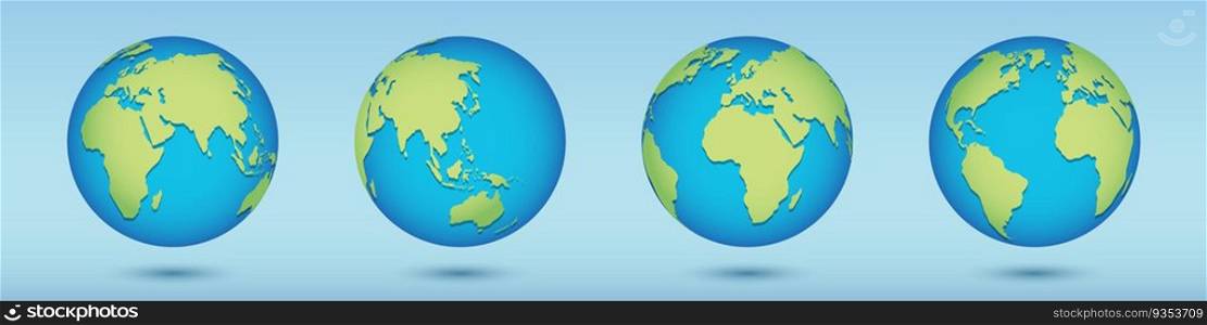 Set of planet Earth icons for web banner