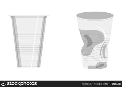 Set of plastic cups icon. Vector illustration in flat style. Set of plastic cups