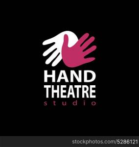 Set of plastic hands theatre studio logo design with gloves