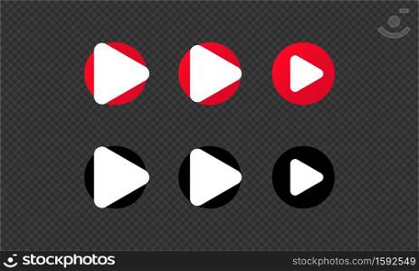 Set of play buttons. For video, music or film. Vector on isolated background. EPS 10.. Set of play buttons. For video, music or film. Vector on isolated background. EPS 10
