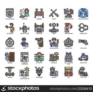 Set of Police thin line icons for any web and app project.