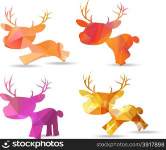 Set of polygonal reindeer, christmas design