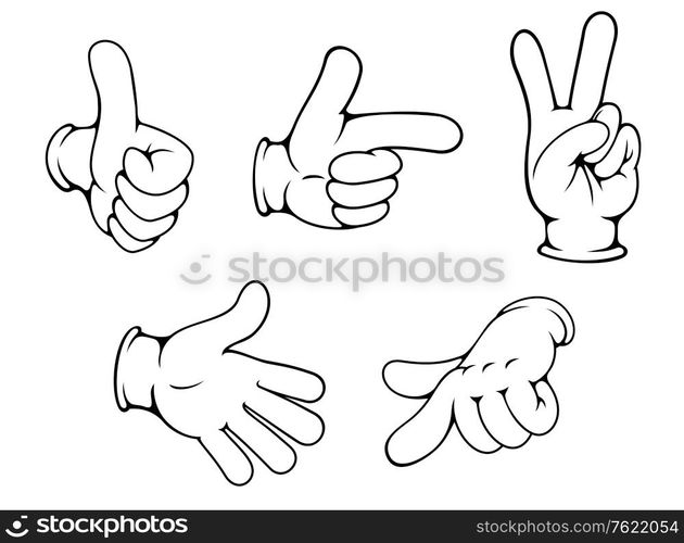 Set of positive hands gestures in cartoon style