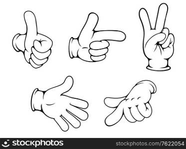 Set of positive hands gestures in cartoon style