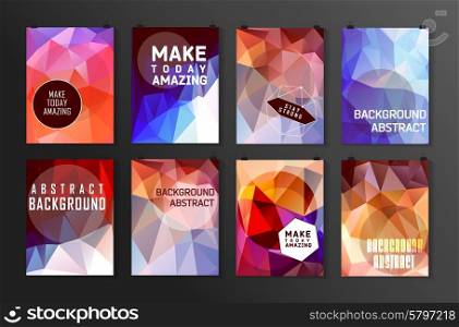 Set of poster, flyer, brochure design templates. Abstract modern polygonal backgrounds.