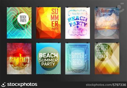 Set of poster, flyer, brochure design templates.. Elements for Summer Holidays with colorful background. Calligraphic designs and ornaments