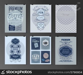 Set of poster, flyer, brochure design templates in different styles. Calligraphic and labels. Retro vintage design.