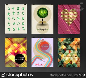 Set of poster, flyer, brochure design templates in different styles. Design concept. Retro design. Abstract modern backgrounds.