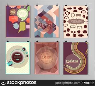 Set of poster, flyer, brochure design templates in different styles. Infographic concept. Retro design. Abstract modern backgrounds.