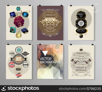 Set of poster, flyer, brochure design templates in different styles. Infographic concept. Retro design. Abstract modern backgrounds.