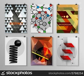 Set of poster, flyer, brochure design templates in different styles. Infographic concept. Retro design. Abstract modern backgrounds.