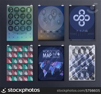 Set of poster, flyer, brochure design templates. Infographic concept. Abstract modern backgrounds.