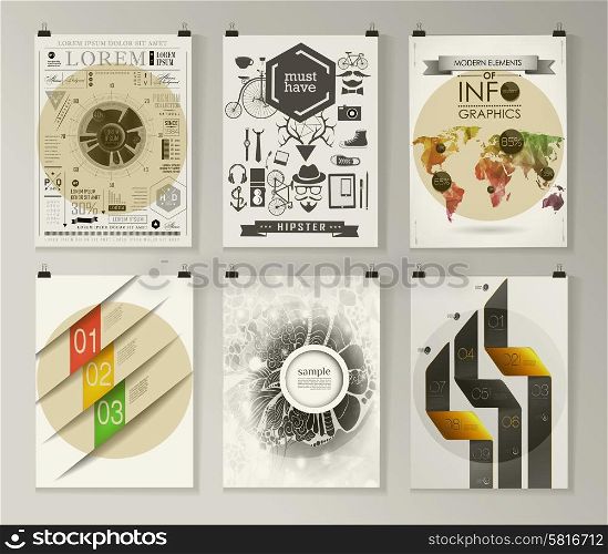 Set of poster, flyer, brochure design templates. Infographic concept. Abstract modern backgrounds