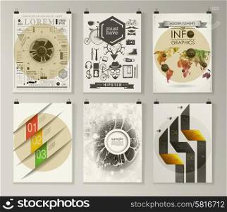 Set of poster, flyer, brochure design templates. Infographic concept. Abstract modern backgrounds