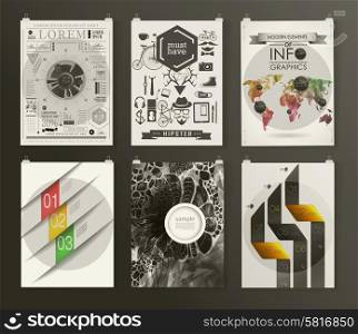 Set of poster, flyer brochure design templates. Infographic concept. Abstract modern backgrounds.