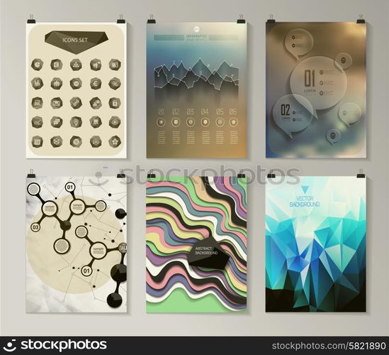 Set of poster, flyer, brochure design templates. Infographic concept. Abstract modern backgrounds