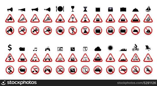Set of Prohibition Signs. Vector Illustration. EPS10. Set of Prohibition Signs. Vector Illustration